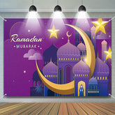 Lofaris Purple Paper Palace Moon Stars Ramadan Backdrop